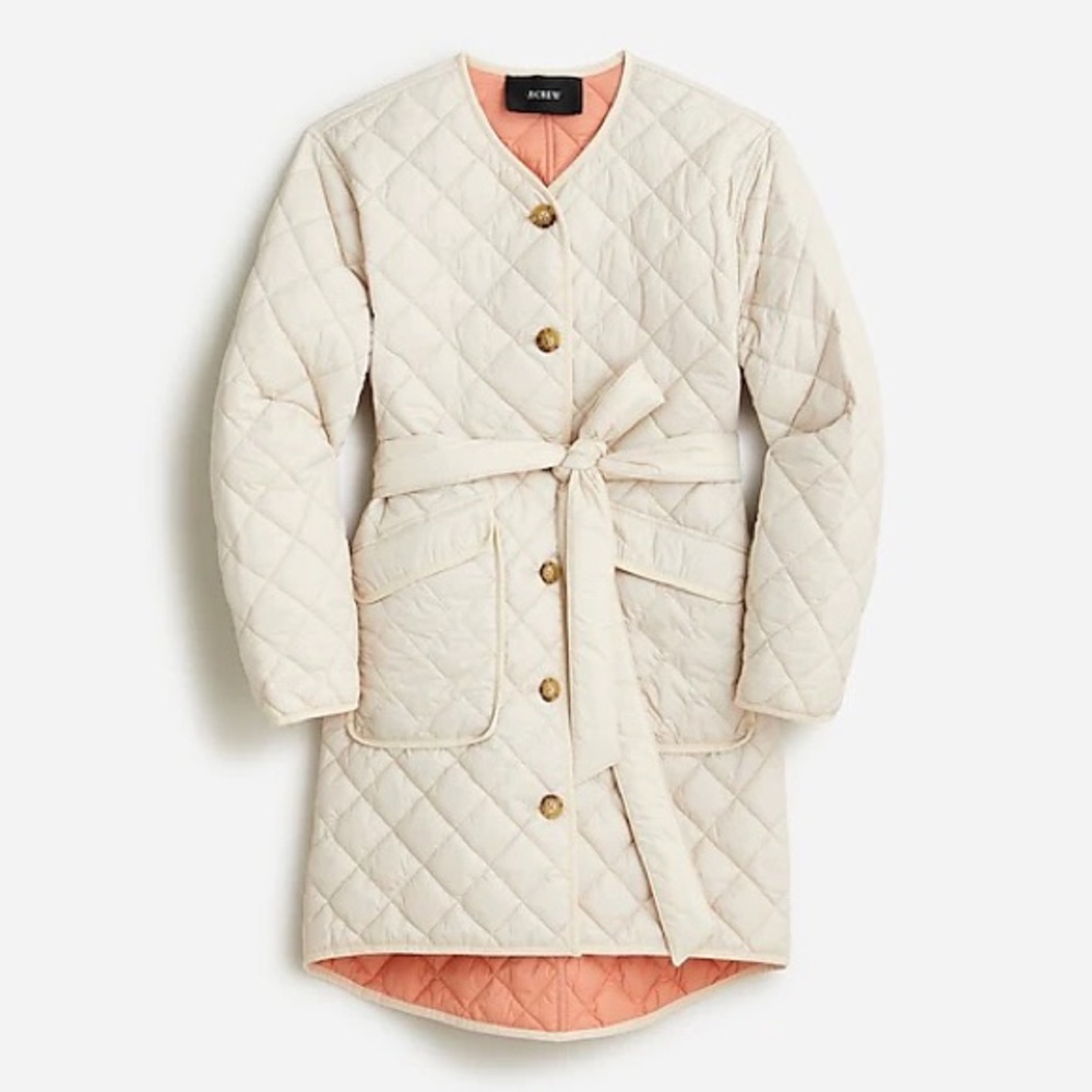 J. Crew Reversible quilted lightweight Greenwich jacket in Ivory/Peach Size S